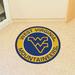 FANMATS NCAA West Virginia University Roundel 27 in. x 27 in. Non-Slip Indoor Only Mat Synthetics in Blue/Yellow | 27 W x 27 D in | Wayfair 18648