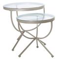 Brayden Studio® Hawkesbury Common Glass Top Cross Legs Nesting Tables Glass/Metal in Gray | 24.25 H x 24 W x 24 D in | Wayfair BRSD3343 25981587