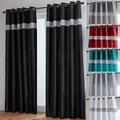 John Aird Diamante Fully Lined Faux Silk Eyelet Curtains (Black, 90" Wide x 72" Drop)