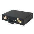 Quality Black Leather Effect PU Briefcase/Attache Case with Brass Coloured Fittings (6911)