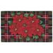 Green/Red 17 x 0.25 in Area Rug - The Holiday Aisle® Bryson "Poinsettia" Red/Green Area Rug Polyester | 17 W x 0.25 D in | Wayfair