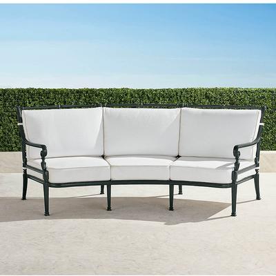 Carlisle Curved Sofa with Cushions in Onyx Aluminum - Standard, Rain Air Blue - Frontgate