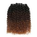 YanT HAIR 8A Grade Ombre Color Peruvian Virgin Hair Kinky Curly Human Hair Weave 3 Bundles (16 18 20 inches, T1b/4/30 Color)