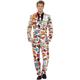 Smiffys, Herren Comic Strip Anzug Kostüm, Jacke, Hose und Krawatte, Mehrfarbig (Red & White) ,Größe: L, 43526