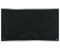 GE Profile Series 36" Built-In Electric Cooktop - Stainless Steel-on-Black - PP9036SJSS