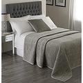 Riva Paoletti Brooklands Luxury Super King Size Bedspread - Silver Grey - Velvet Feel Quilt Design - Linen Border - 100% Polyester Filling - 265 X 265 cm (104" X 104" Inches) - Designed In The UK