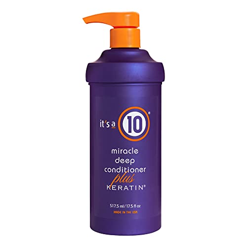It's a 10 Haircare - Miracle Deep Conditioner Plus Keratin Hair Mask, Smoothing and Moisturising for Dry, Damaged Hair, Colour Safe, Natural Ingredients, 518ml