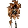 'Uhren-Park Eble' - Black Forest Cuckoo Clock - Battery Operated Quartz Movement - Cuckoo Chime - 10 Different Melodies - Real Wood - 5 Leaves - 22 Centimeters