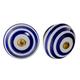 Nicola Spring Ceramic Cupboard Drawer Handle Knobs - Stripe Design - Dark Blue - Pack Of 24