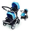 Kids Kargo Duellette BS Tandem Double Twin pushchair French aqua. Suitable for newborn if used with car seats and toddler (bucket seats suitable from 6 months). compatible with kids kargo 0+ safety pod car seat for complete travel system