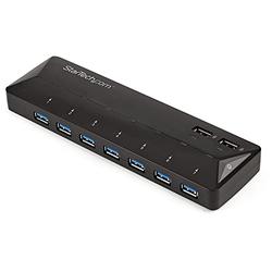 StarTech.com 9 Port USB 3.0 Hub - 7 x USB-A, 2 x USB-A Fast Charge Ports - Multi Port Powered USB Charging Station (ST93007U2C), black