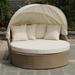 Best Desu, Inc. 58" Wide Outdoor Wicker Patio Daybed w/ Cushions Wicker/Rattan in Brown/Gray | 34 H x 58 W x 58 D in | Wayfair BD2016WL1407