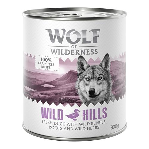 24 x 800g Adult Wild Hills Ente Wolf of Wilderness Hundefutter nass