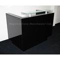 Reception Desk Black High Gloss 1200mm Glass Shelf Salon Barber Shop Beauty Computer Desk