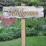 aMonogram Art Unlimited Welcome Garden Sign Wood in Brown | 24 H x 7 W x 0.5 D in | Wayfair 961013WC