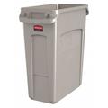RUBBERMAID COMMERCIAL 1971259 16 gal Rectangular Trash Can, Beige, 11 in Dia,