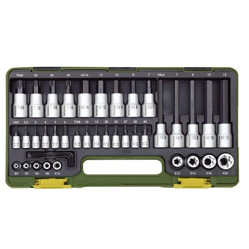 „Proxxon Steckschlüsselsatz 1/2″“ + 1/4″“ (41-tlg.) (23290) Nusssatz TX Torx HEX“