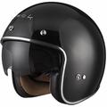 Black Classic Open Face Half Face Crash Jet Motorcycle Motorbike Scooter Vintage Helmet With Sun Visor For Men and Women M Black