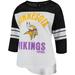 Women's G-III 4Her by Carl Banks White/Black Minnesota Vikings First Team 3/4-Sleeve Mesh T-Shirt