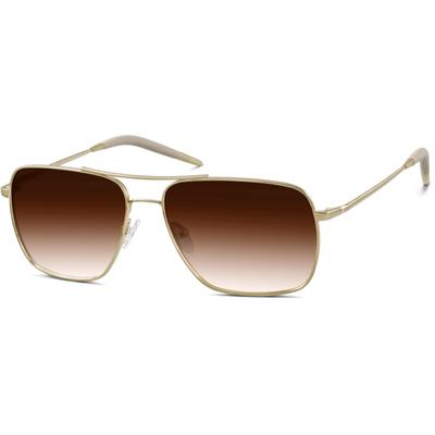 Zenni Men's Aviator Rx Sunglasses Gold Stainless Steel Full Rim Frame