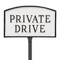 Montague Metal Products Inc. Small Arch Private Drive Statement Plaque Sign w/ Lawn Stake Metal | 6 H x 10 W x 0.25 D in | Wayfair SP-12sm-LS-WB