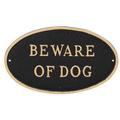 Montague Metal Products Inc. Large Oval Beware of Dog Statement Plaque Sign Metal | 10 H x 18 W x 0.25 D in | Wayfair SP-5L-W-BG