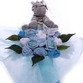 Baby Bouquet Made from Baby Boy Clothing, Baby Clothing Bouquet Arragnement with Soft Toy, New Boy Baby Bouquet with Zebra Soft Toy Suitable from Birth