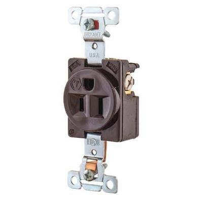 BRYANT 5251 Straight Blade Receptacle, 5-15R, 15 A, 125V AC, 2 Pole, 3 Wire,