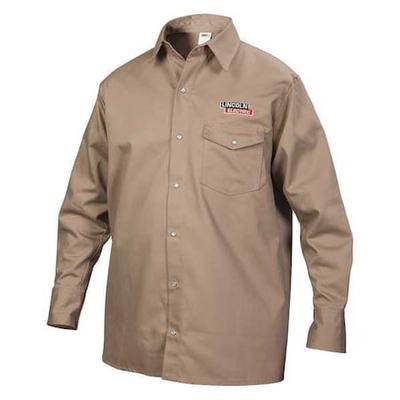 LINCOLN ELECTRIC KH841M Flame-Resistant Collared Shirt,Khaki,M