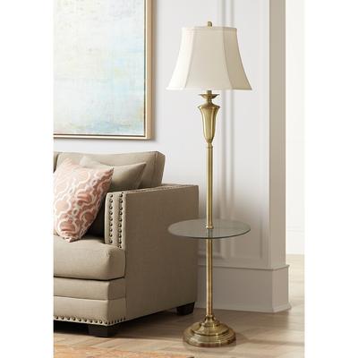 Must Have Kasaday Brushed Steel Swing, Alton Torchiere Floor Lamp With Reader In Bronze