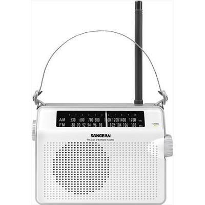 Sangean AM/FM Compact Analog Radio, White