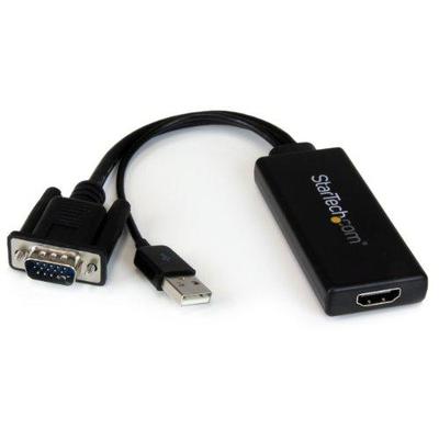 StarTech .com VGA2HDU 1080p VGA to HDMI Adapter with USB Audio and Power Portable VGA to HDMI Conver