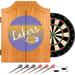 TRADEMARK Darts & Dart Boards 20.5 in. Los Angeles Lakers Hardwood Classics NBA Wood Dart Cabinet Se