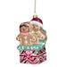 Northlight Seasonal 4.5" Glittered Gingerbread Couple in Gift Box Glass Christmas Ornament Glass in Pink/Yellow | 4 H x 2 W x 3.5 D in | Wayfair