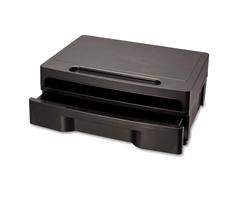 OfficeMate International Corp OIC22502 Monitor Stand W-Drawer- Removable Divd- 4-CT- Black