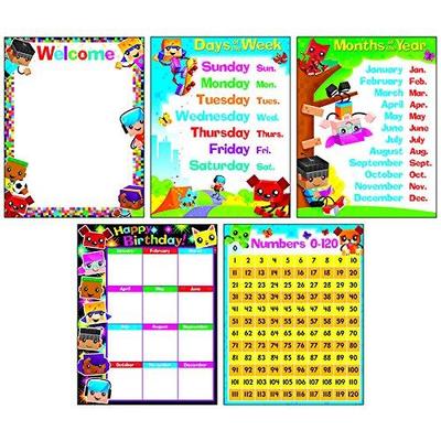 Trend Enterprises Classroom Basics BlockStars Learning Charts Combo Pack