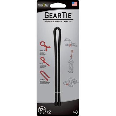 Nite Ize Gear Tie 12" (Tie - Black - 2 Pack)