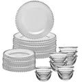 30 Piece Dinner Set - 10 Place Setting Glass Crockery Service Transparent