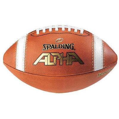 Spalding Alpha Leather Football, Full Size, Light Brown/Red