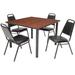 Regency 5-Piece 42" Square Table with Black Post Legs with 4 Stackable Chairs