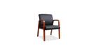 Lorell Black Leather Wood Frame Guest Chair