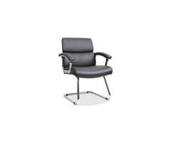 Lorell Sled Base Leather Guest Chair, Black