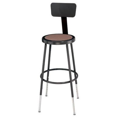National Public Seating 6200 Series 25"-33" Adjustable Heavy-Duty Steel Lab Stool with Backrest Blac