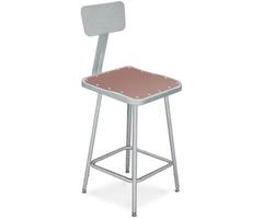 National Public Seating 6300 Square Stool w/ Backrest - Adjustable Height (19" - 27" H)