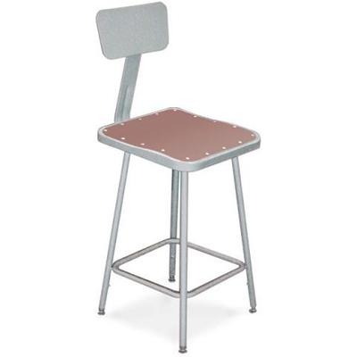 National Public Seating 6300 Square Stool w/ Backrest - Fixed Height (24" H)