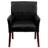 Flash Furniture BT353BKLEA / BT353BY Reception Chair with Mahogany Legs Leather Color: Black FFC1012 screenshot. Chairs directory of Office Furniture.