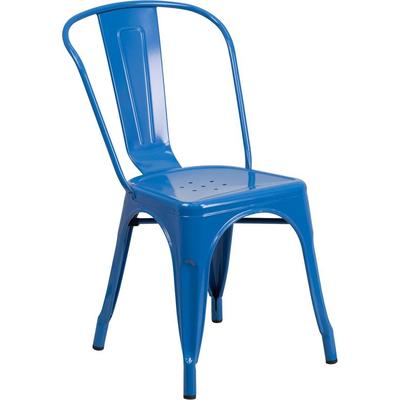 Flash Furniture Blue Metal Indoor-Outdoor Stackable Chair, CH-31230-BL-GG
