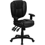 Flash Furniture GO930FBKLEAARMSGG MidBack Black Leather MultiFunctional Ergonomic Task Chair with Ar screenshot. Chairs directory of Office Furniture.