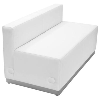 Flash Furniture HERCULES Alon Series White Leather Loveseat with Brushed Stainless Steel Base, ZB-80