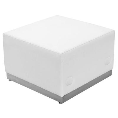 Flash Furniture HERCULES Alon Series White Leather Ottoman with Brushed Stainless Steel Base, ZB-803